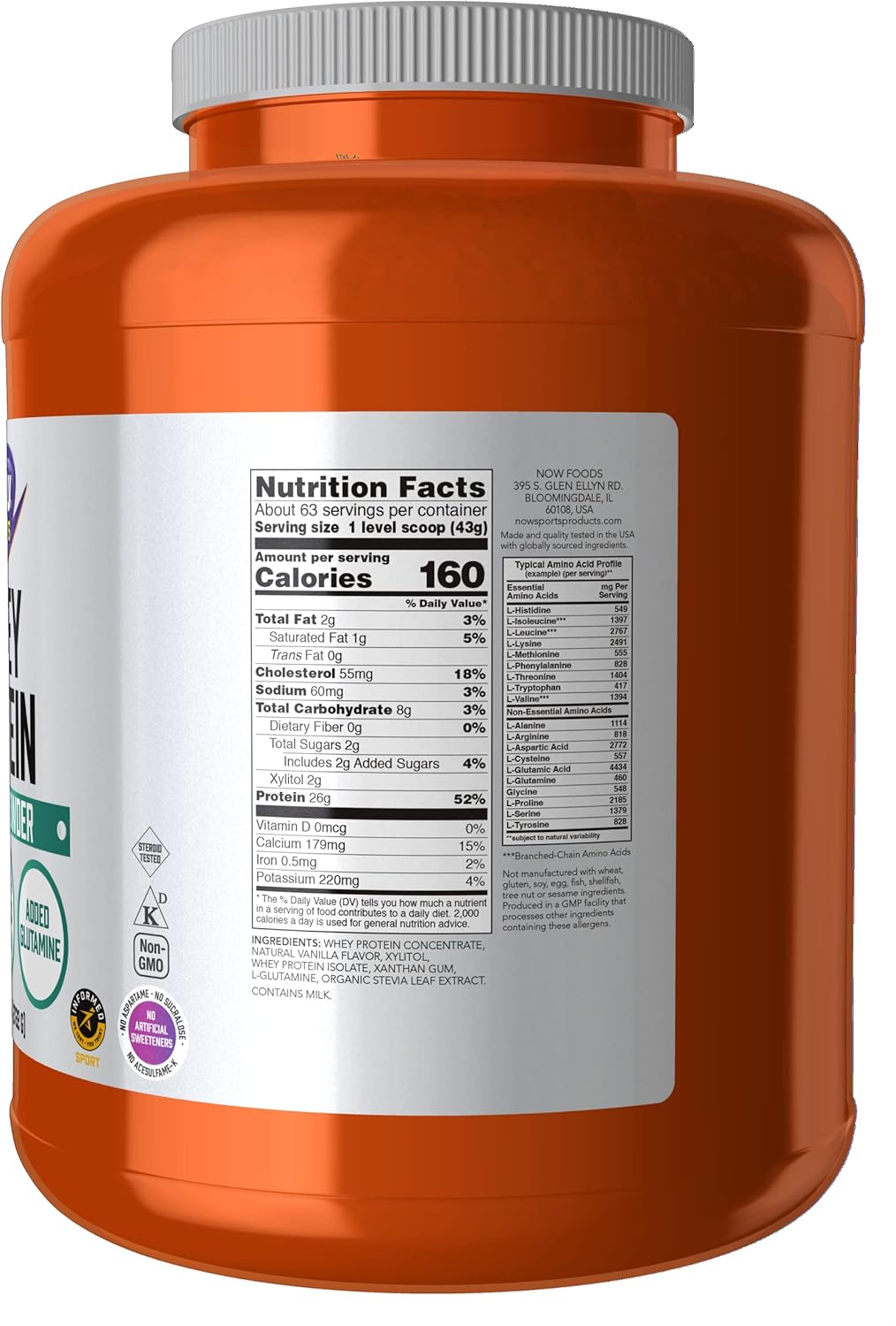 NOW Nutrición deportiva proteína de suero de leche 092oz con BCAA