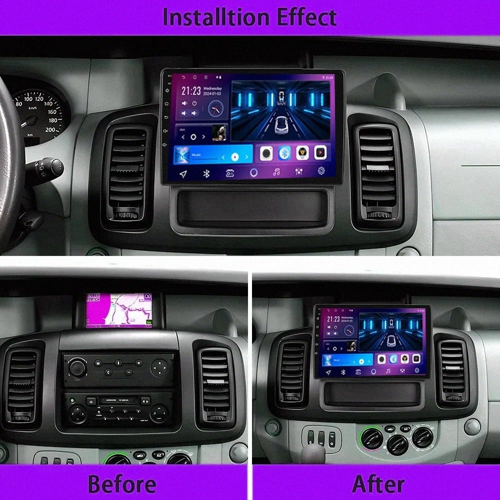 Radio Samochodowe dla Renault Trafic 2 para Opel Vivaro Odtwarzacz Samochodowy Z Ekranem Dotykowym Hd, Carplay, Bluetooth, Wi-Fi, Radiem., 4 Rdzeń 1G+16G
