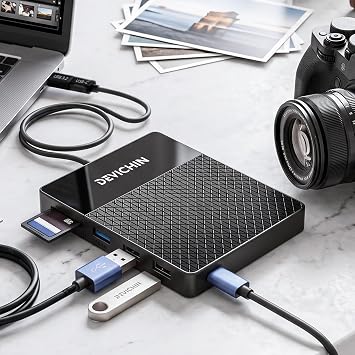 1TB External Hard Drive, USB C & USB 3.0 Multiport Hub+ SD/TF Card Reader 7-in-1 All in One, Docking Station, Multi-Function HDD for Windows, Mac, Android, iPhone 15/16/17, Laptop, Desktop
