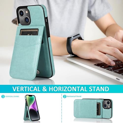 Miniatura 2 de Asuwish Funda compatible con iPhone 15 de 6.1 pulgadas con protector de pantalla de vidrio templado y tarjetero para tarjetas de crédito, soporte de