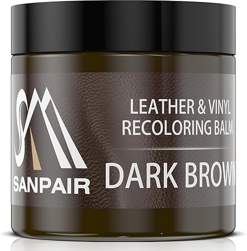 Bálsamo de cuero para recolorear marrón oscuro, restaurador de color de camillas de cuero, removedor de arañazos de cuero, kit de reparación de