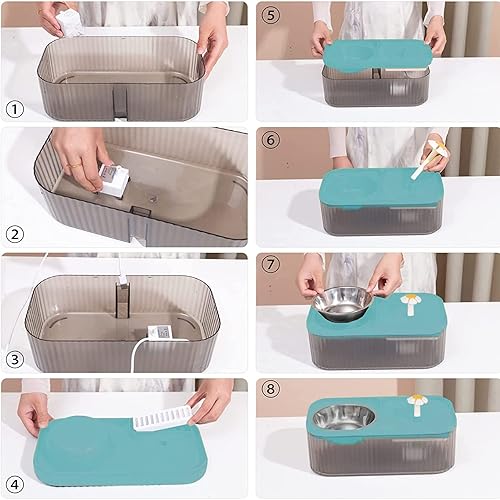 Miniatura 3 de Suertree 6 filtros de repuesto y esponjas de prefiltro de repuesto para fuente automática de mascotas de 3 L, fuente de agua para gatos, dispensador