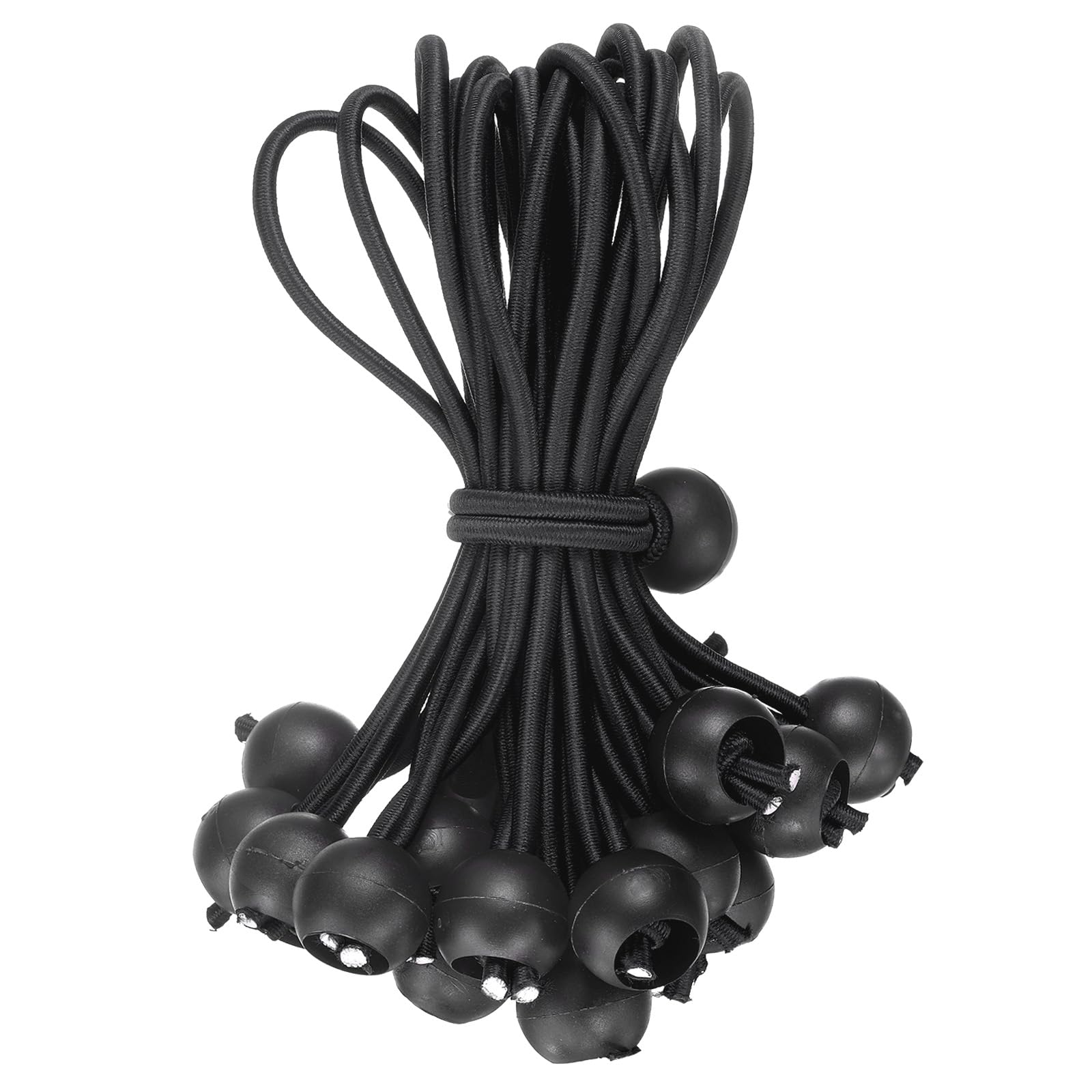 sourcing map 6" Balls Bungee Cords, 60 Pcs Bungee Cords with Balls Elastic Tarp Tie Downs for Tents, Camping, Tarp, Posters, Expander Loops, Tarpaulin Holders, Tarpaulin Rubber (Black)