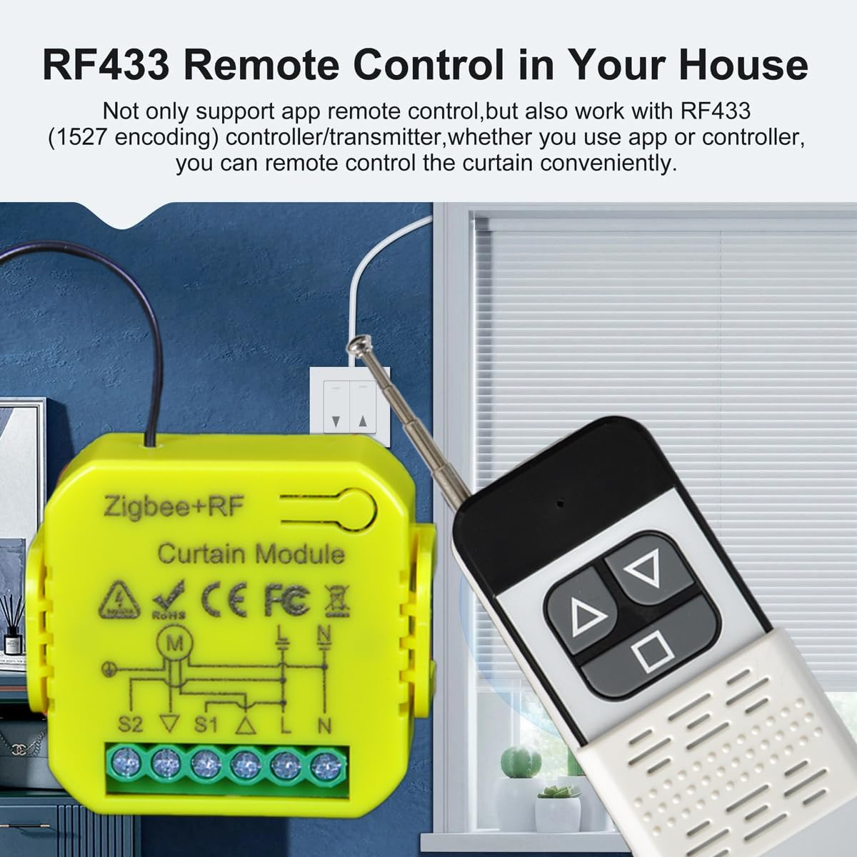 Module de contrôleur de volet roulant sans fil avec commande via APP, télécommande RF et interrupteur (2)