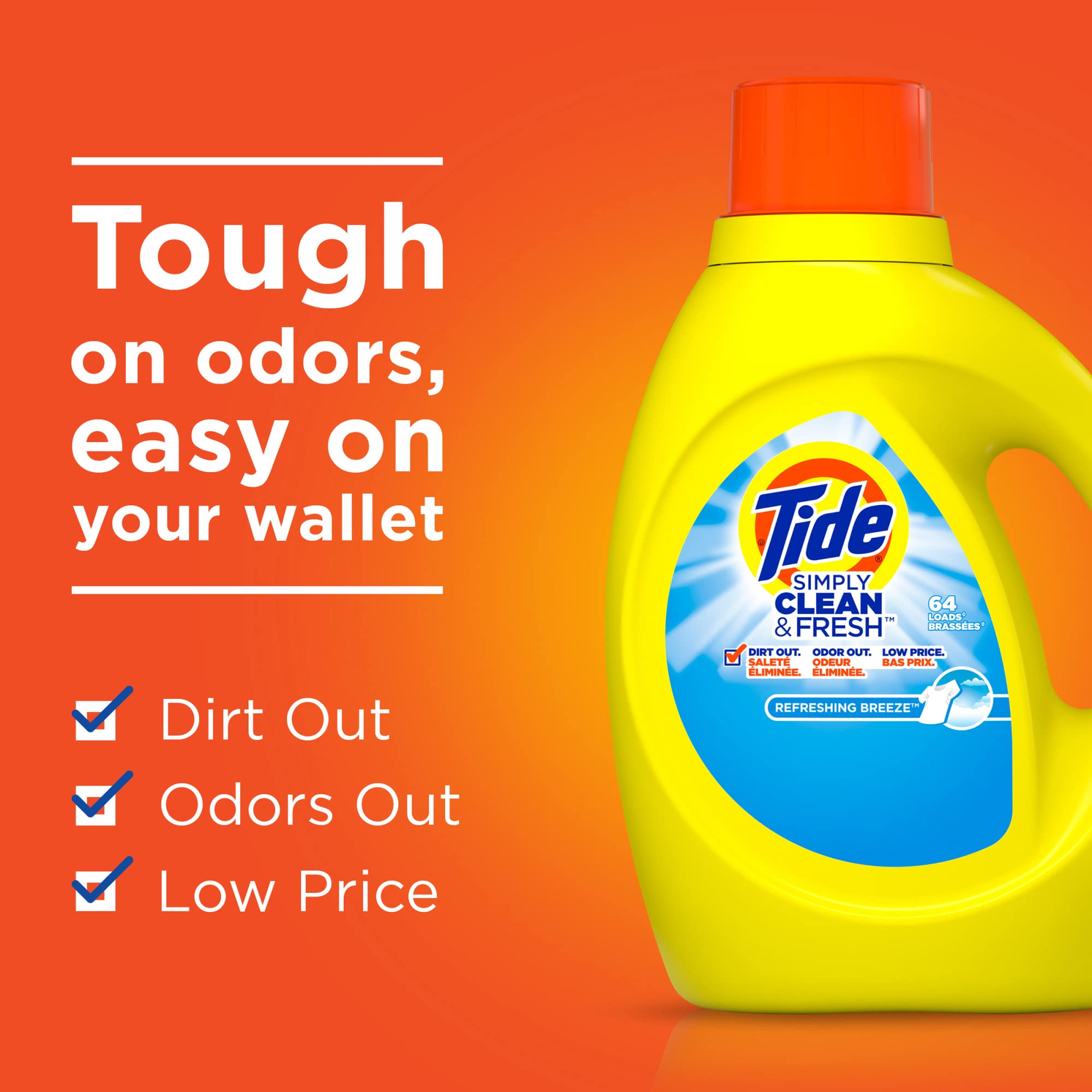 Tide Simply Clean & Fresh Liquid Laundry Detergent, Refreshing Breeze, 128 fl oz (3.78 L)