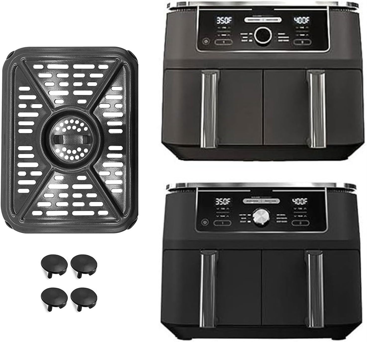 Reheating and Prep Air Tray Set, Two Basket Crisper Plate Pair, 2 Piece Raised Basket for Organized Cooking Tasks Two Tray Insert Crisper Plate Replacement Raised