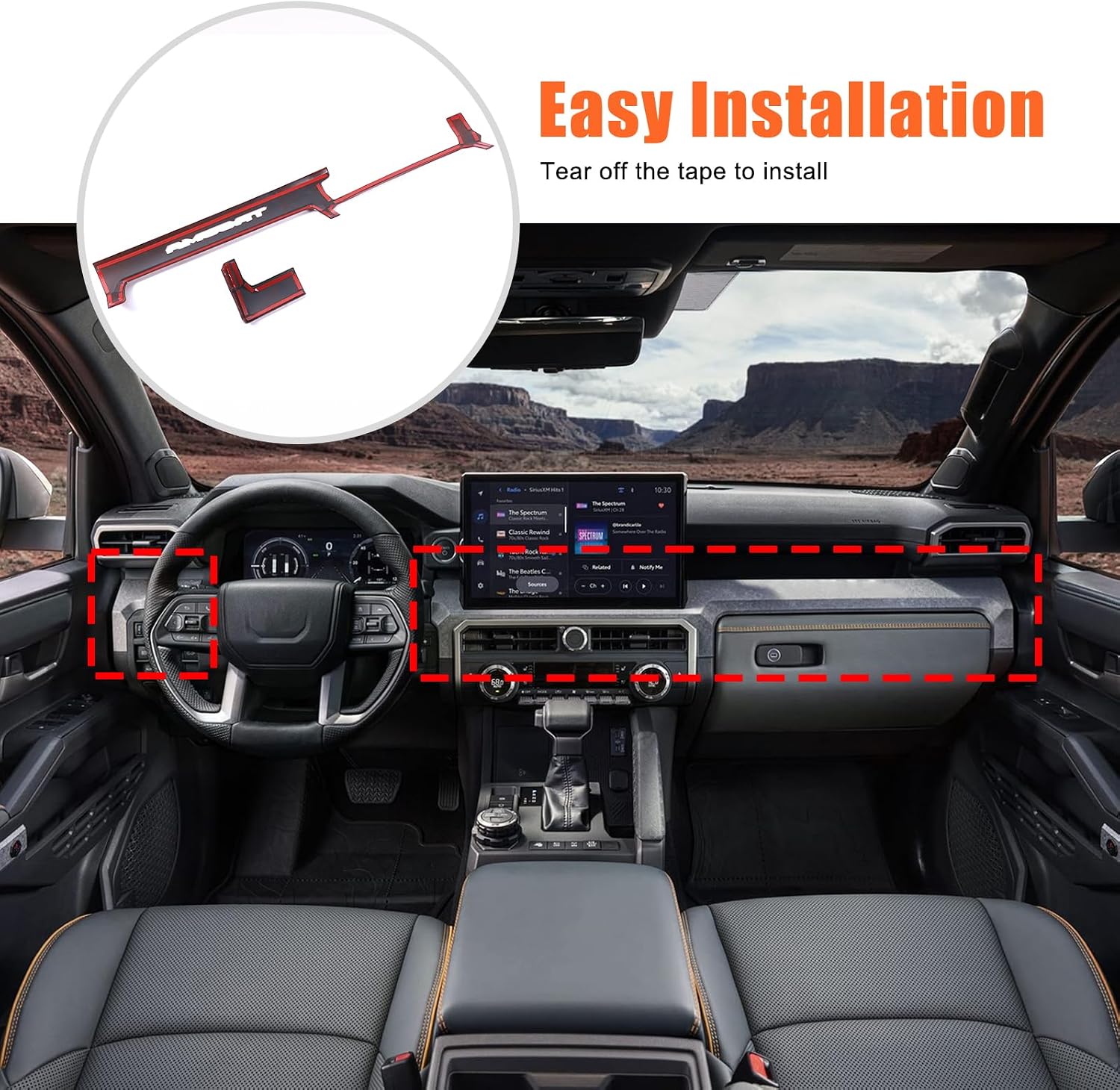 Center Console Dashboard Trim Compatible with Toyota Tacoma 4th Gen 2024 2025 2026 (Only for 14.3'' Screen), Central Control Dashboard Panel Cover Trim Accessories, 2Pcs (Red)