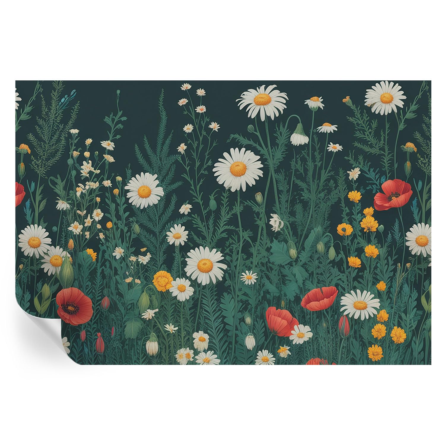 Revestimiento de pared autoadhesivo de flores silvestres para decorar el hogar con vinilos 152x104cm