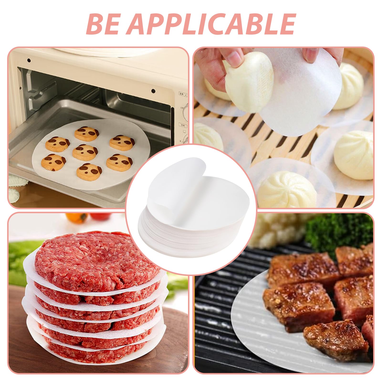 JINSIHU Papier Parchemin Antiadhésif 500 Pièces 11cm Rond pour Burgers Steaks Hachés Barbecue