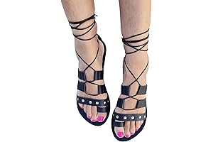 Women's Black Lace Up Gladiator Sandals