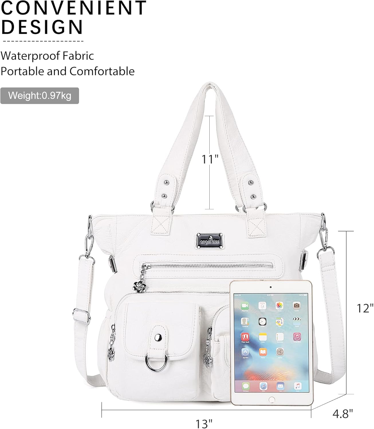 Angelkiss Purses Handbags for Women PU Tote Satchel Bags for Women Pockets Shoulder Bags… | PU, Bags, Pockets - Image 3