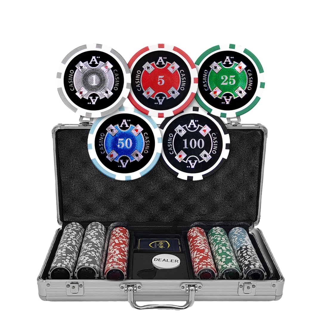 MRC 300 Ct Ace Casino 14 gram Poker Chip Set Aluminum Case