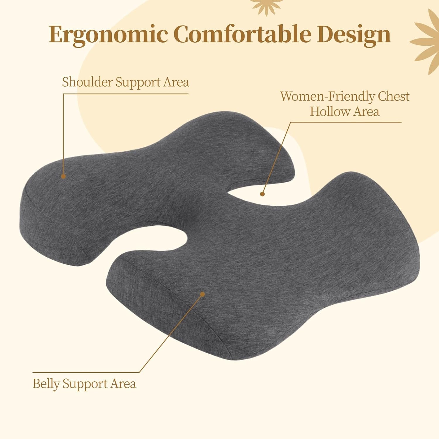 Breast Pillow for Massage, Face Down Pillow for Sleeping, Ergonomic Chest Cushion, Massage Bolster for Sleeping Bed, SPA, Home