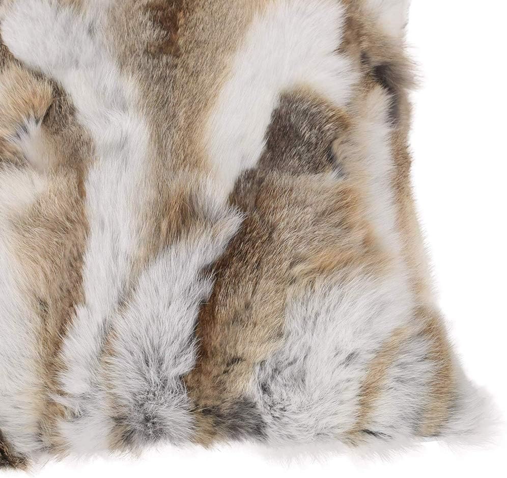 Throw Pillow Covers Fur Rabbit Hide Skin Fur Throw Pillow Covers Sofa Pillow Case Cushion Cover (Yellow, 30×50cm（12in×20in）)