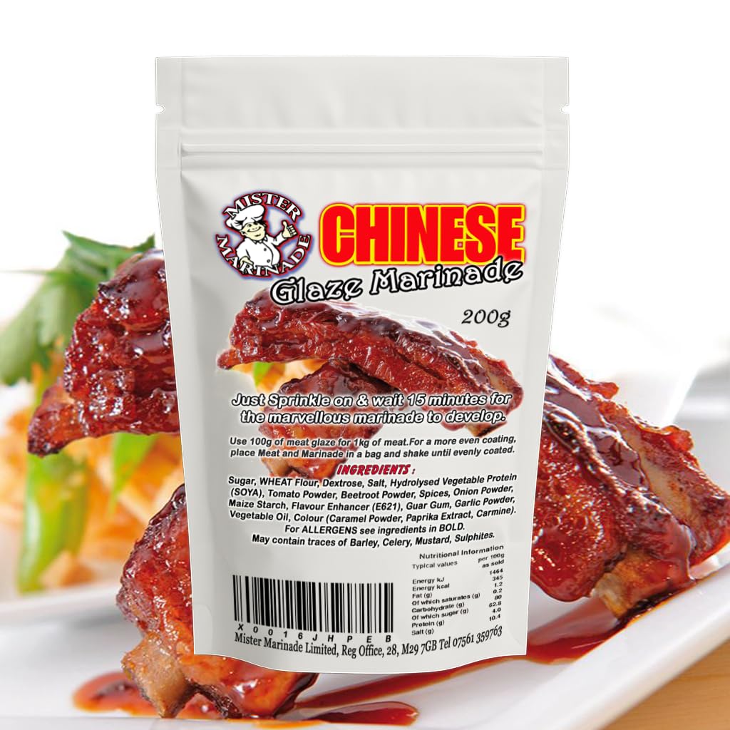 MISTER MARINADE Chinese Meat Glaze Marinade & BBQ Rub 200g, A Sweet, Savoury Oriental Glaze with A Rich Distinctive 5 Spice Aroma and Flavour