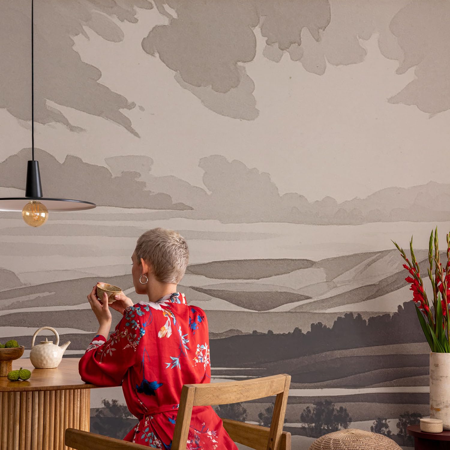 Papel Pintado Textil De Tejido No Tejido 208x146 cm Un paisaje tranquilo