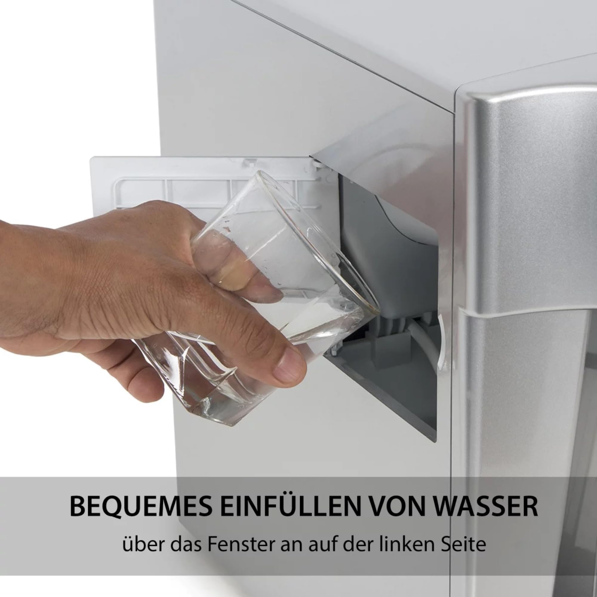 Syntrox Germany Eiswürfelmaschine Plumpix (Display + Eiswasserfunktion), 500 Watt, Eiswürfelautomat mit Wasserfunktion, Eiswasserfunktion mit Spender, einfache Bedienung