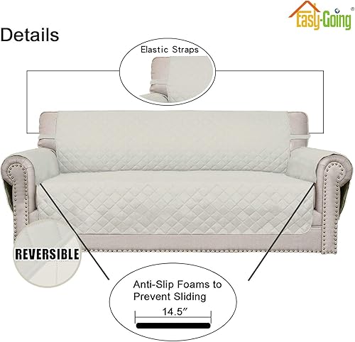 Miniatura 10 de Easy-Going - Funda reversible sobredimensionada para sofá de 3 cojines, protector de muebles resistente al agua con tubos de espuma para perros Gris