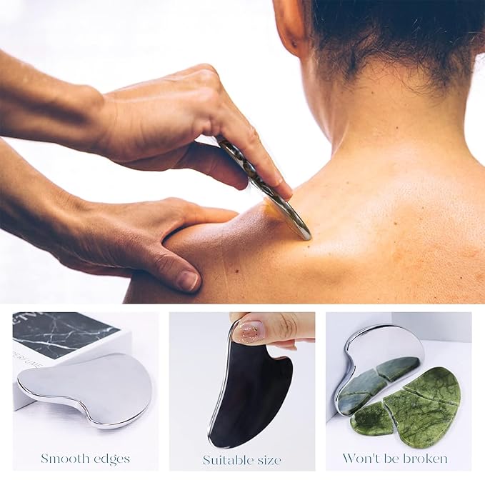 The BAIMEI Cryotherapy Ice Roller and Gua Sha Facial Tools set is designed to reduce puffiness, migraine pain, and provide skin care benefits. The ice roller can help alleviate swelling and inflammation on the face, while the Gua Sha tool can promote lymphatic drainage and improve blood circulation. These tools are suitable for both men and women looking to enhance their self-care routine.