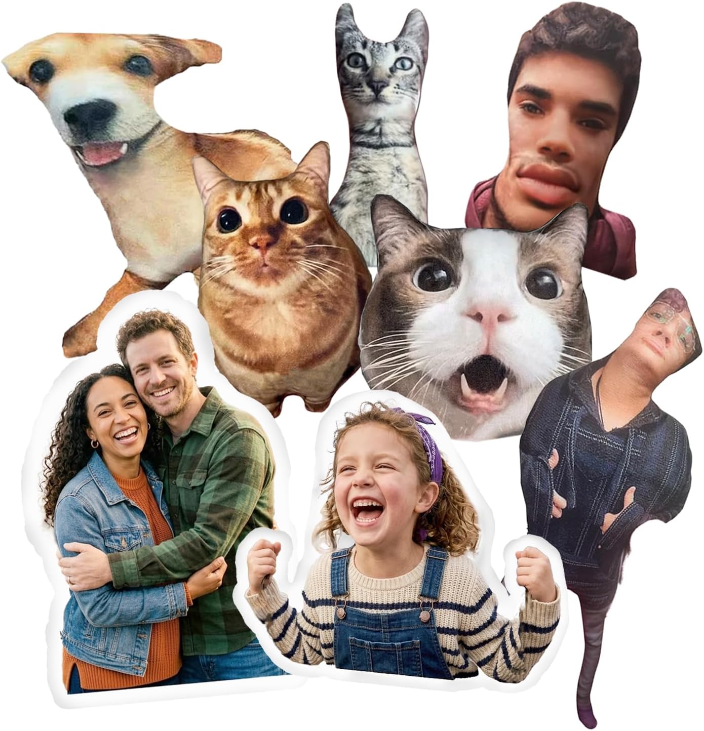 FETNHU Customized Ugly Pet Pillow - DIY Abstract Personalized Funny Cute Cat Dog Pillow - No White Edges, Stuffed Animals of Your Pet, Funny Gifts for Friends