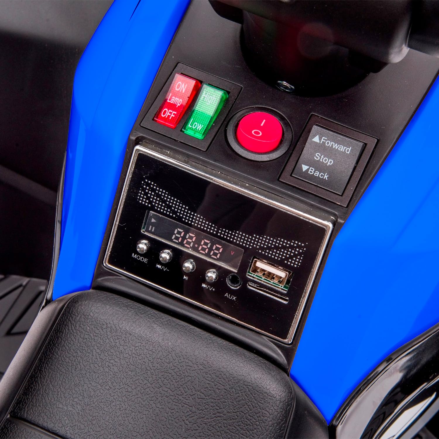 BRICOZONE Quad Elettrico Per Bambini 12V ATV Con Doppio Motore 35W Luci LED Musica MP3 USB Due Velocità 3 6 Km H Per Bambini 3 5 Anni (Blu)