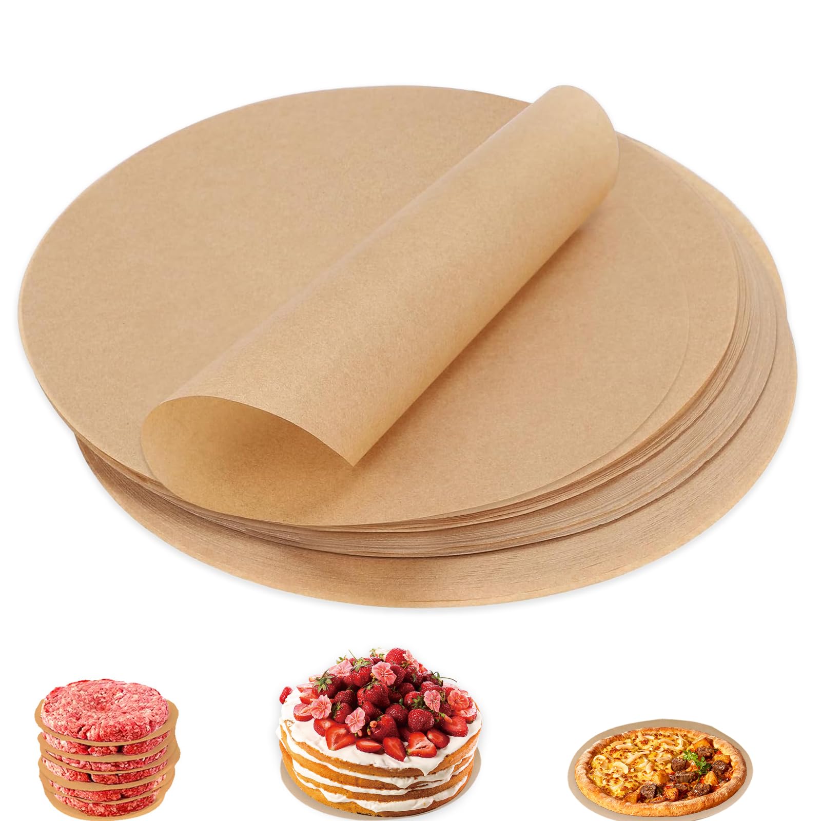 150 PCS Baking Parchment Circles, 30cm Baking Paper Round Parchment Papers Burger Paper Burger Paper Sheets for Cake Tin Air Fryer Foods Seperating 12 Inch
