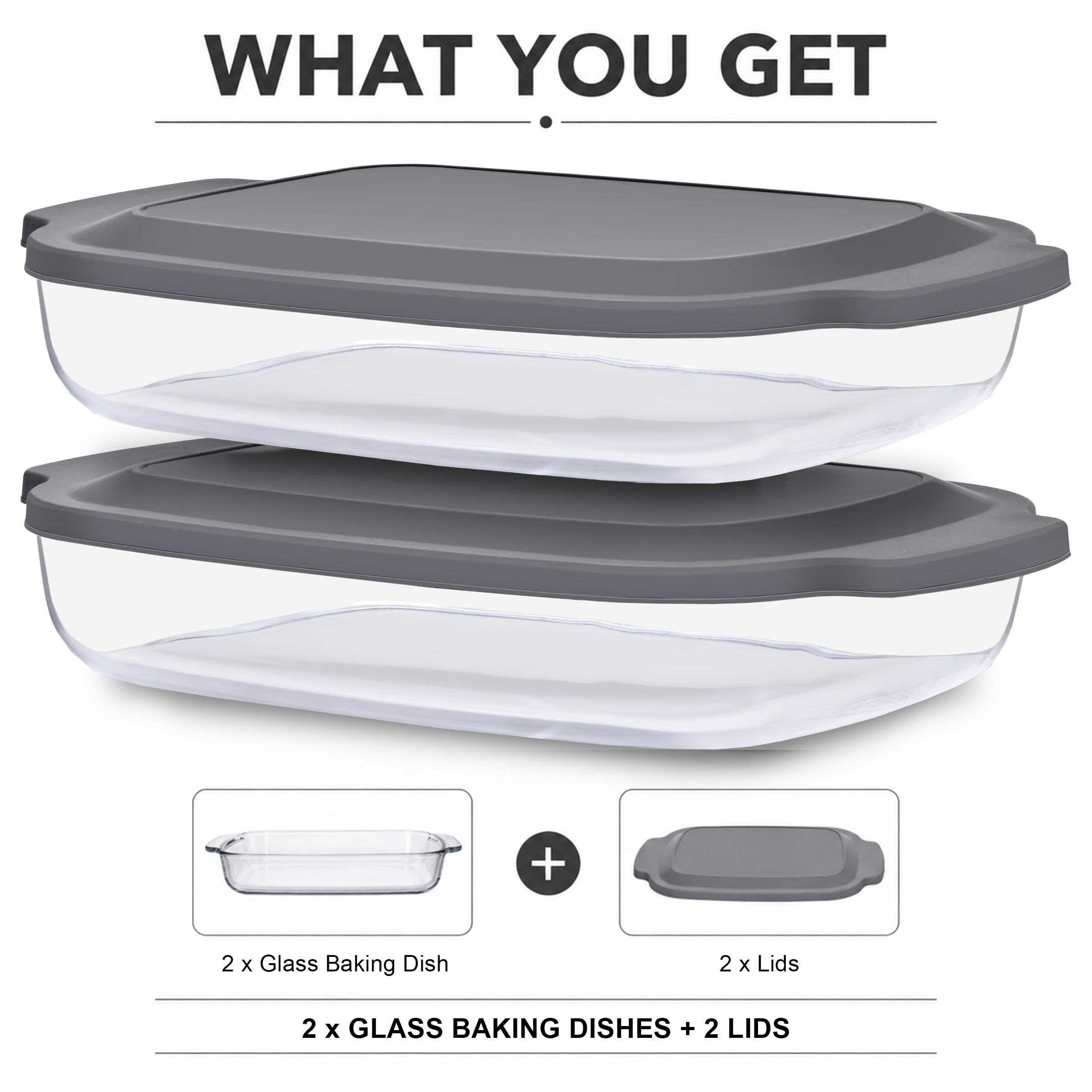 Sorbus Glass Baking Dish with Lid - Oven Safe -3