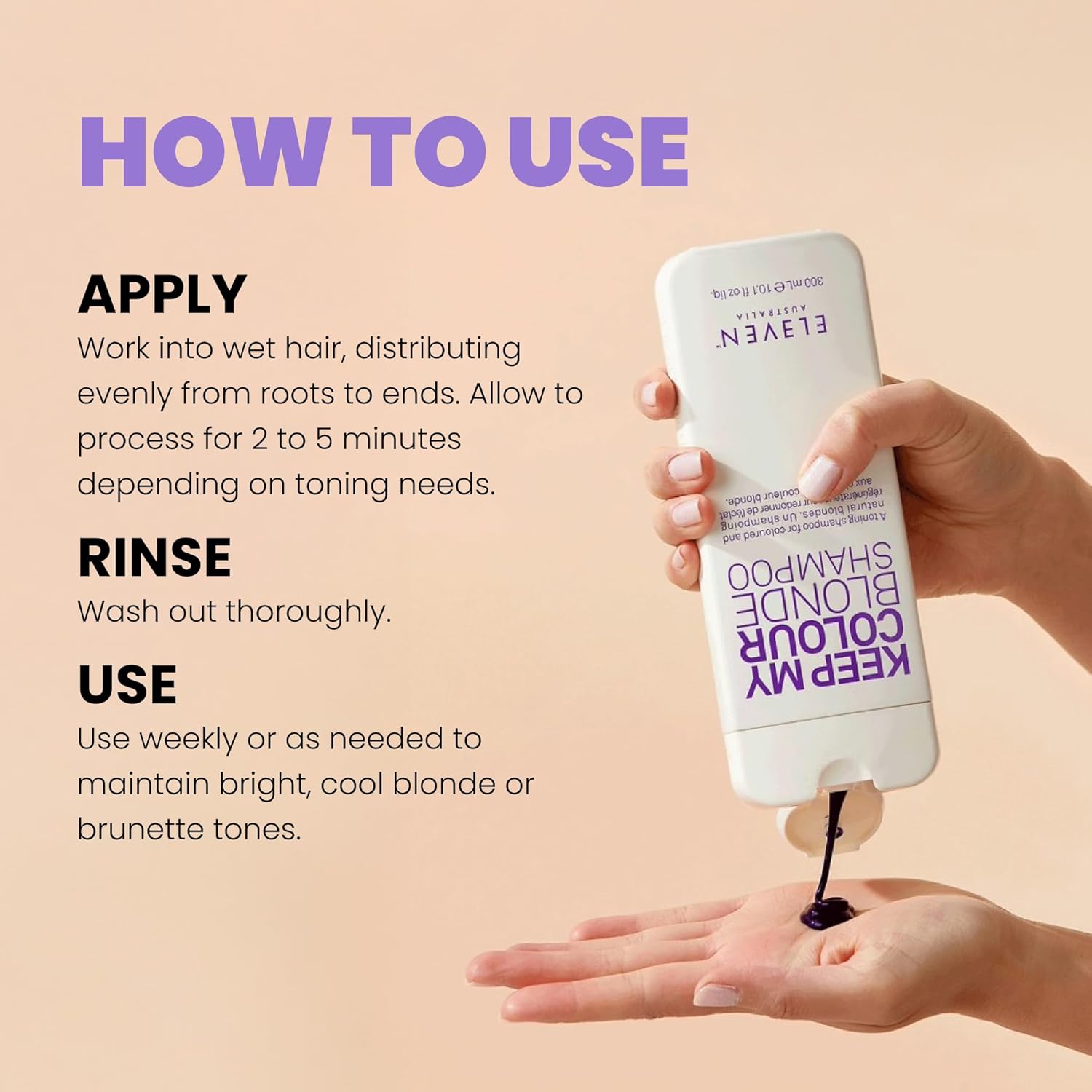 ELEVEN AUSTRALIA Keep My Colour Blonde Shampoo for Women & Men - Purple Toning Shampoo for Blonde or Color Treated Hair, Blue Base w/ Ext Violet 2, Sulfate Free, Tames Brassiness - Image 4