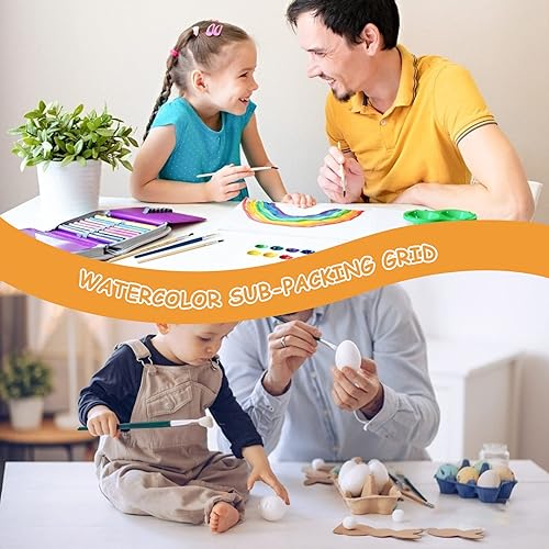 Miniatura 8 de EXCEART Paleta vacía de acuarela para acuarela, caja de lata de metal, caja de pintura con tapa, bandejas vacías para acuarela, 45 ranuras para