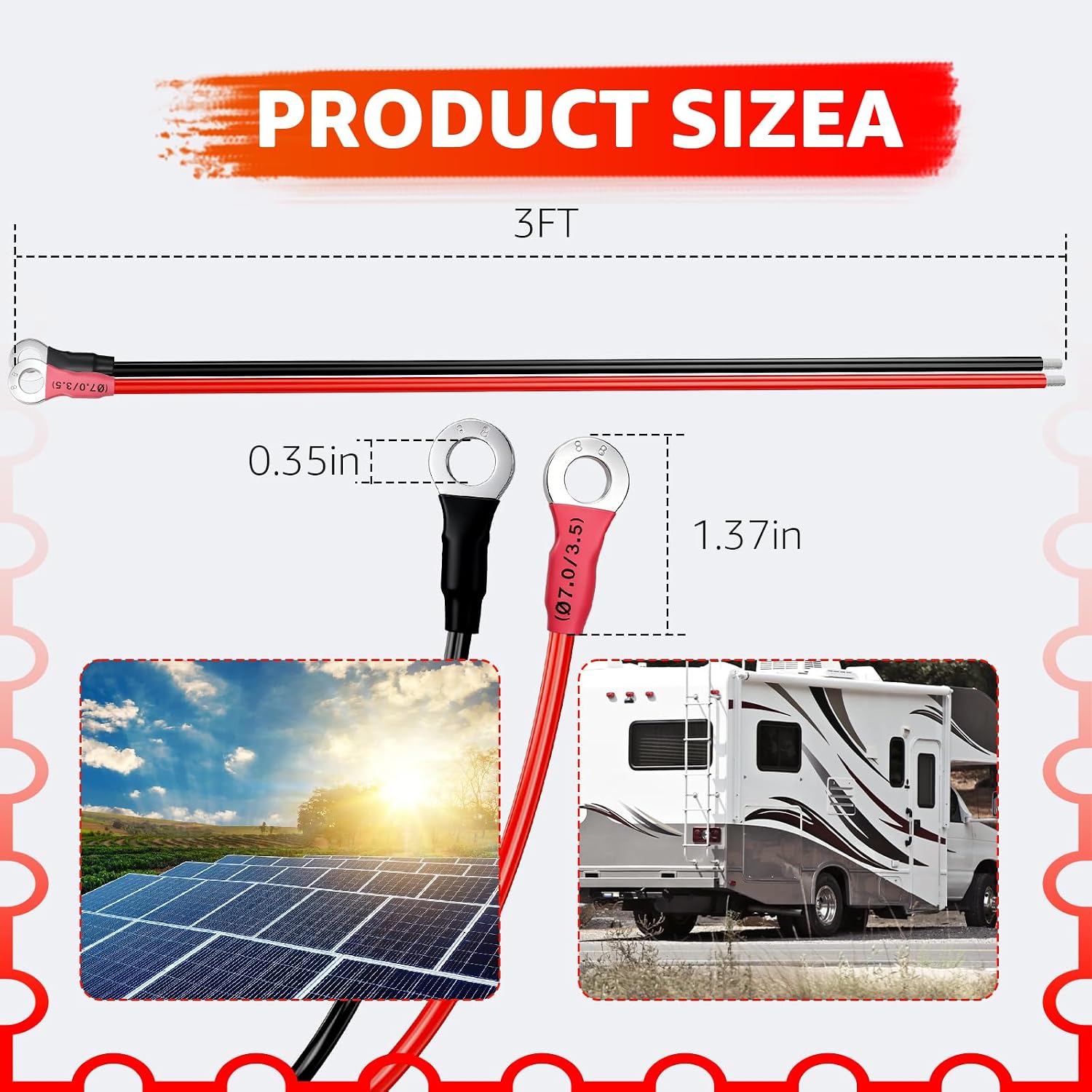 Sigely 10Awg Solar Battery Cables 10 Gauge image 2