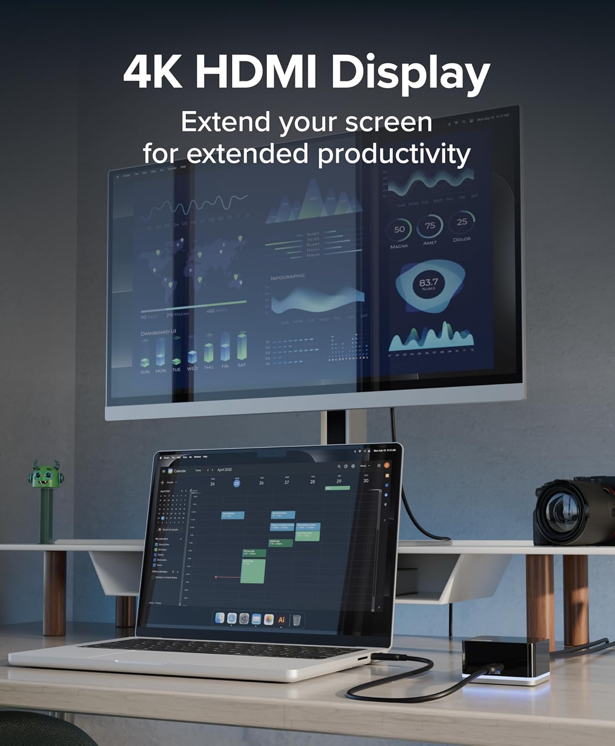 Plugable USB-C Wired Cube Mini Docking Station - Compact HDMI, Gigabit Ethernet, and 3 USB Ports - Works with USB-C, USB4, and Thunderbolt, MacBook, Windows, Chromebook - No Host Charging