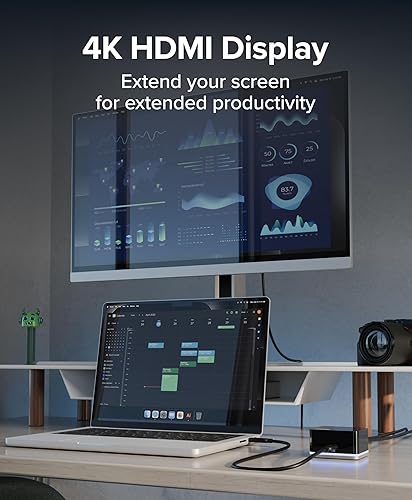 Miniatura 5 de Plugable Mini estación de acoplamiento USB-C con cable, HDMI compacta, Gigabit Ethernet y 3 puertos USB, funciona con USB-C, USB4 y Thunderbolt,