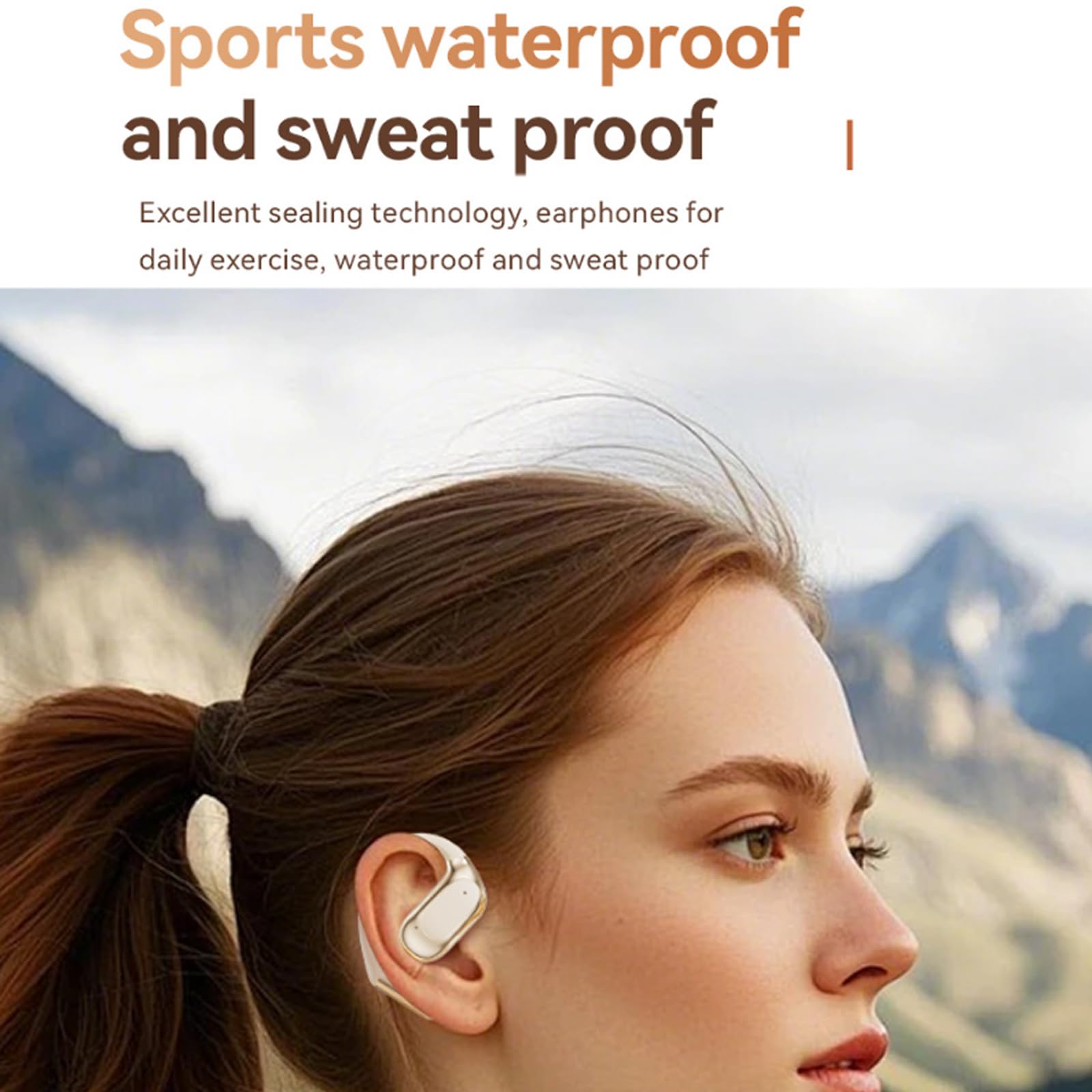 Auriculares supraaurales, auriculares abiertos con ganchos ligeros para las orejas, cancelación de ruido inteligente, sonido HIFI y sonido envolvente espacial, ideales para correr, andar