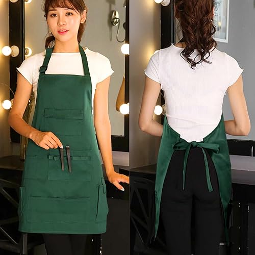 Vista 44 de boshiho Delantal de pintura para adultos, hebilla ajustable, delantal de peluquero con bolsillos para mujeres/hombres/unisex, delantal de trabajo