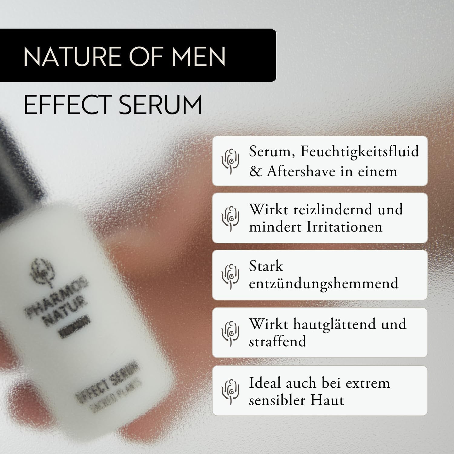 Pharmos Natur Nature Of Men Effect Serum 2x 50ml – Anti-Aging Gesichtspflege Vegan – Hautpflege mit Bio Aloe Vera & Traubenkernöl - Männerpflege Gesichtsserum Naturkosmetik