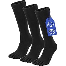 Cotton Toe Socks for Men Women,Knee High Five Finger Socks,Breathable Soft for Long Standing