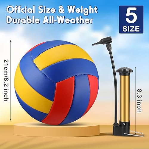 Miniatura 2 de Junkin Paquete de 6 pelotas de voleibol de tamaño oficial 5, impermeables, suaves, con bomba y bolsa de red, para exteriores, interiores, playa,