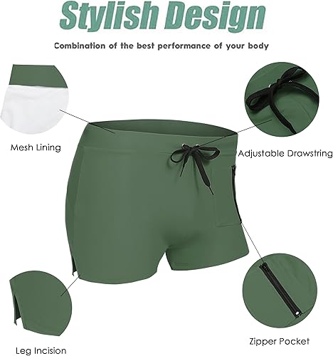 Vista 4 de COOFANDY Traje de baño para hombre, traje de baño de pierna cuadrada, talla S-3XL