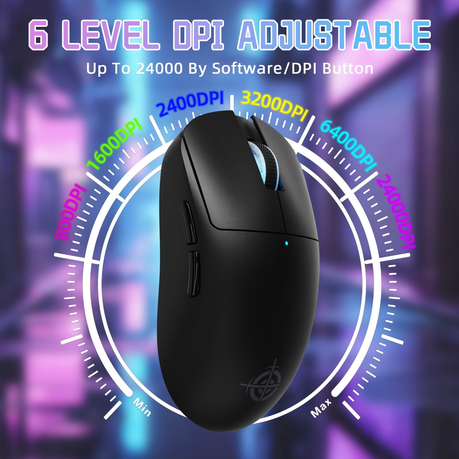 MAGIC-REFINER G6 Wireless Gaming Mouse,24000 DPI Adjustable,72g Lightweight Mouse,1000Hz Polling Rate,Tir-Mode BT/2.4G/ Wired Gaming Mouse,750mAh Battery,with Grip Tape for Gamer/Office/PC/Mac,Black