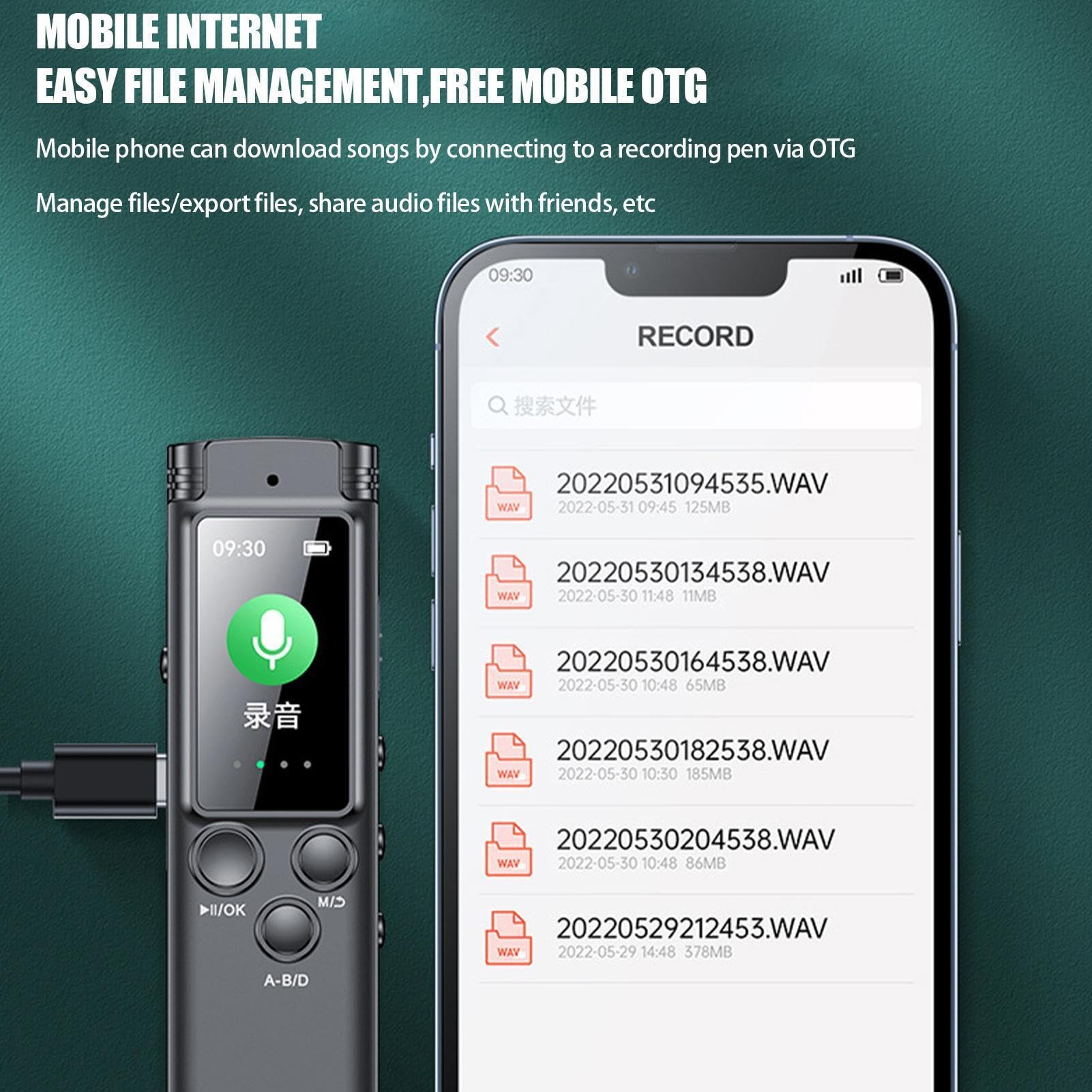 Digitaler Diktiergerät 8 GB 16 GB 32 GBs 64 B 128 IPS-Bildschirm mit | Rauschunterdrückung DSP | HD-Audio-Aufnahmestift mit doppeltem omnidirektionalem Mikrofon für Konferenzen und Konferenzen