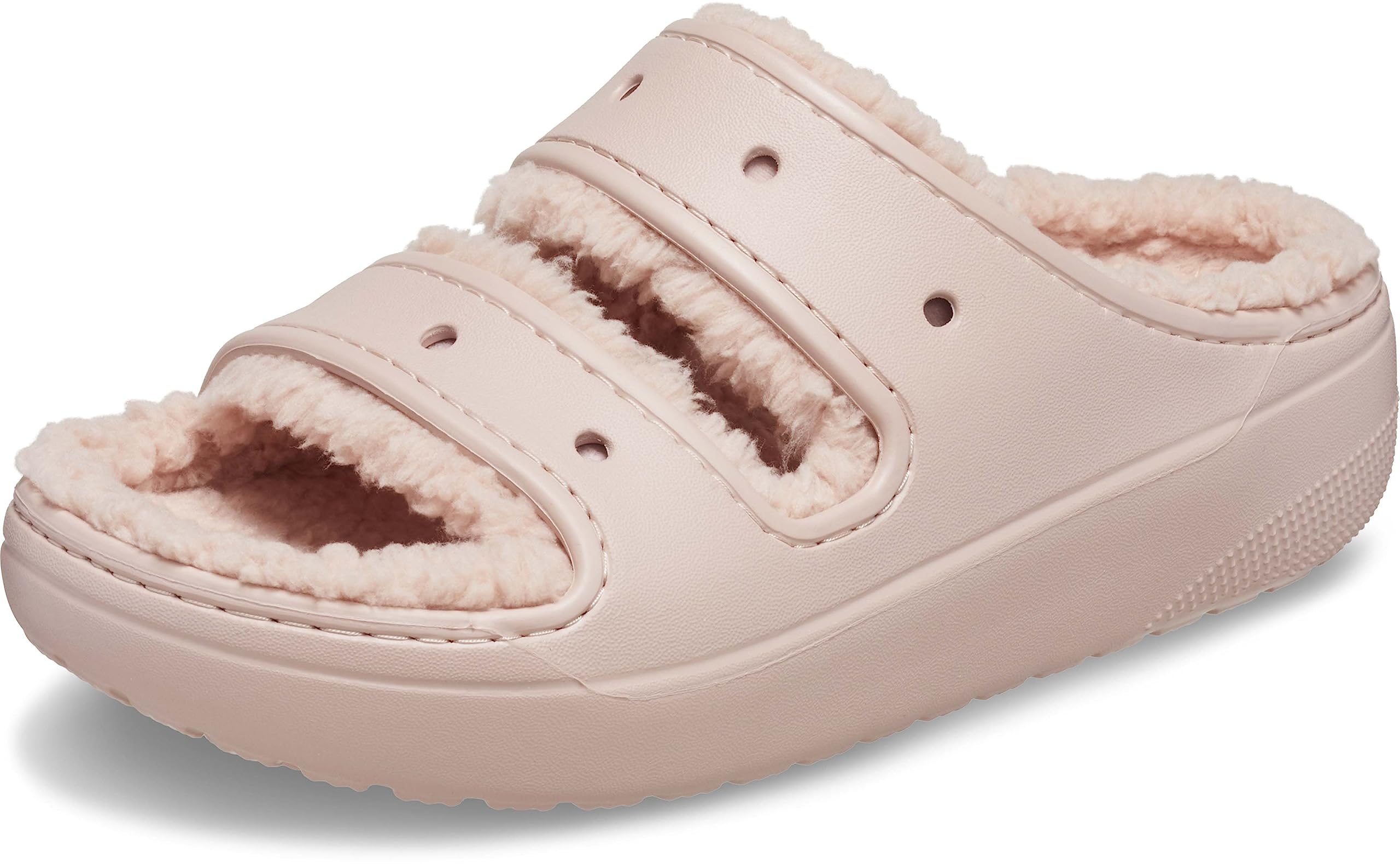 Crocs Unisex-Adult Classic Cozzzy Sandals, Fuzzy Slippers and Slides, Pink Clay, 10 Men/12 Women
