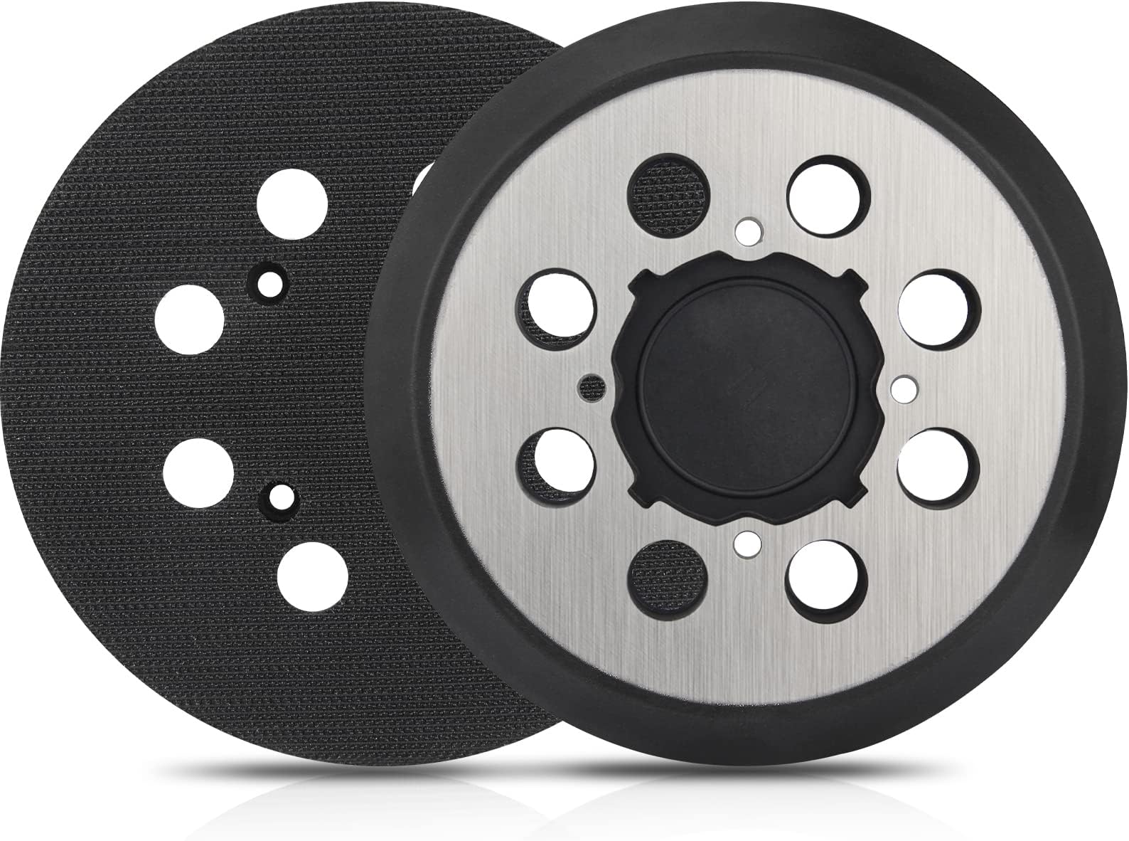 Sander Pad Replacement for Dewalt, 2 Pack 5" 8 Hole Hook and Loop Orbital Sander Metal Pad Compatible with DeWalt DWE6421 6421K DWE6423 6423K DCW210B Random Orbital Sanders (4 Screw Holes)