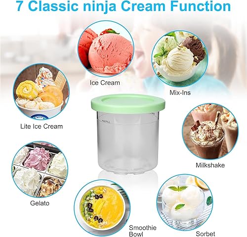 Miniatura 2 de Rosvola Contenedor de pinta de helado con tapa de silicona de repuesto para Ninja Creami, compatible con máquinas de helado de crema serie NC299AMZ
