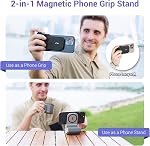 KIWIFOTOS Poignée magnétique pour appareil photo iPhone 17 Poignée Magsafe avec télécommande & Adaptateur de trépied pour iPhone 16 15 14 13 Pro Max Samsung S25 S24 Smartphone Vlog Shooting (Tripod) NOT Inclus)