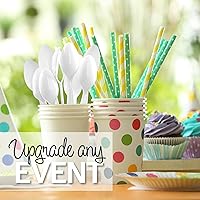 Vista 7 de 100 cucharas de plástico pesadas, cucharas blancas de 6 pulgadas, cucharas desechables de plástico, utensilios resistentes, cubiertos de plástico