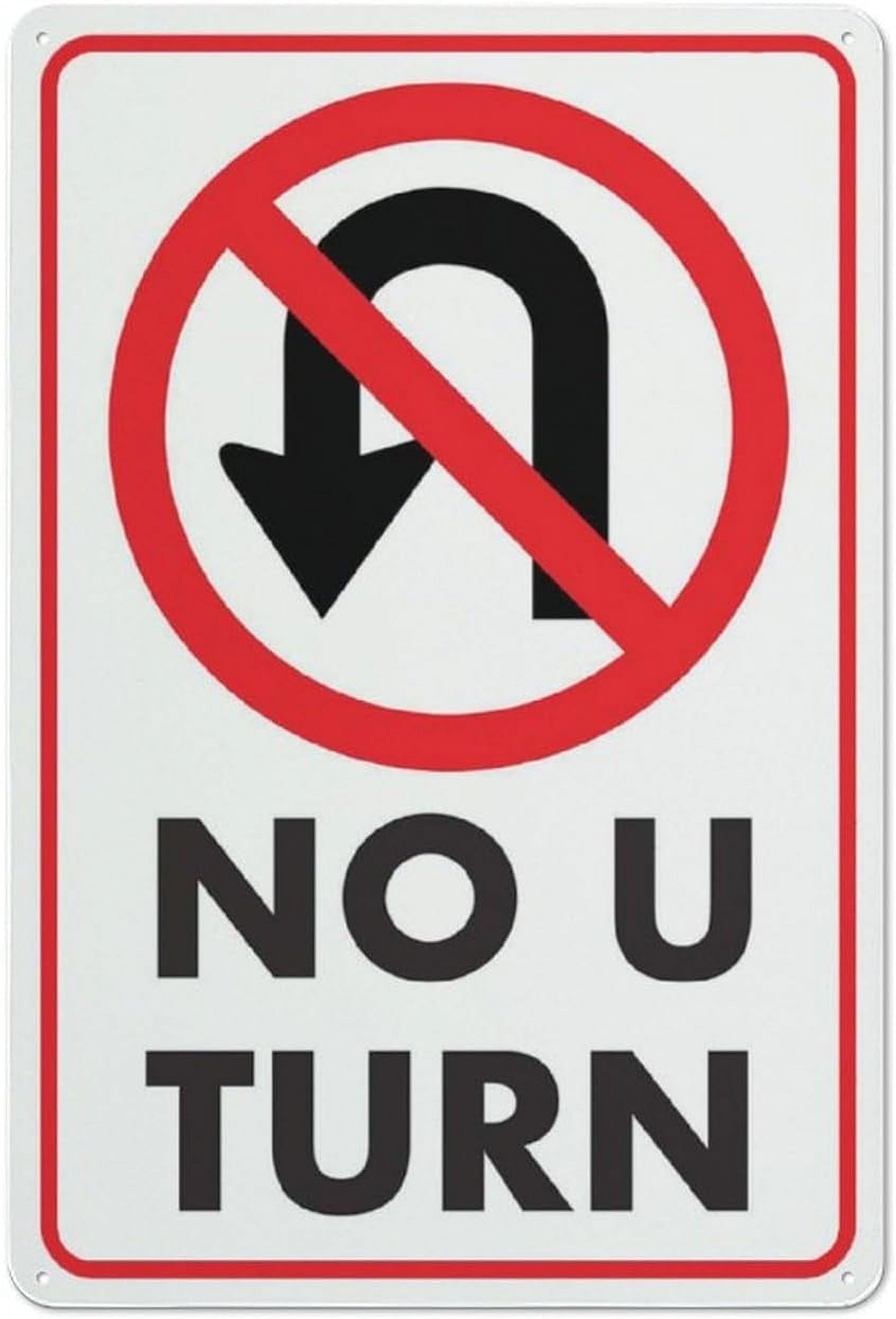 (2-Pack) Metal Tin Sign Sign No U Turn 8"x12" Outdoor Home Yard
