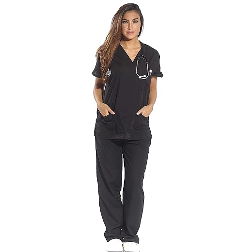 Just Love Womens Medical Scrub sets - 6 pockets - v-neck scrub top with cargo pant