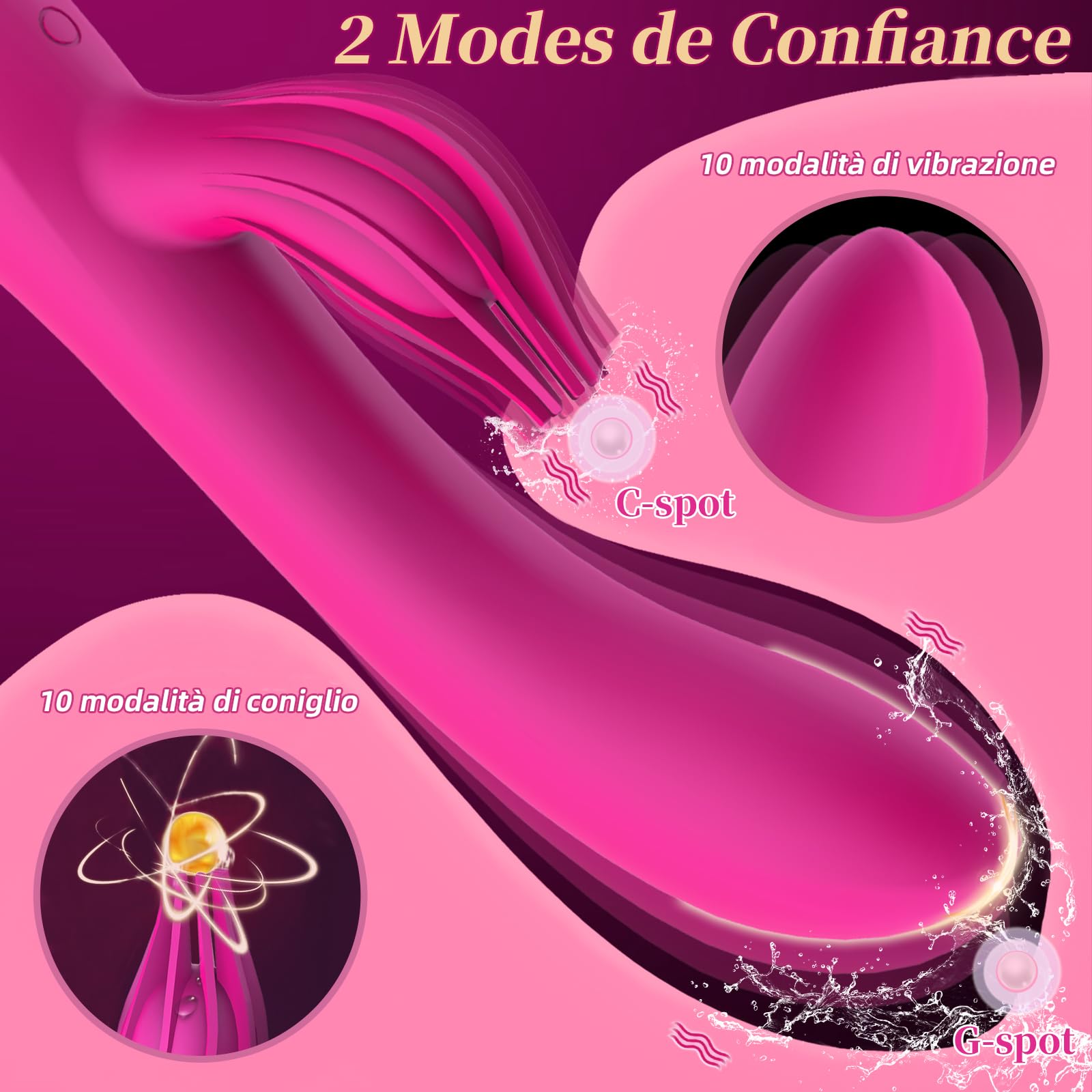 Vibratoreper Donna Professionale Clotoride Vibratore Rabbit 10 Modalità Dildo Realistico Sexytoysys Coppia Vibratoriper Donne Grandi Vibratori Clitoride Squirting Sex Toys Sessuali per Donna Pen(Rous)