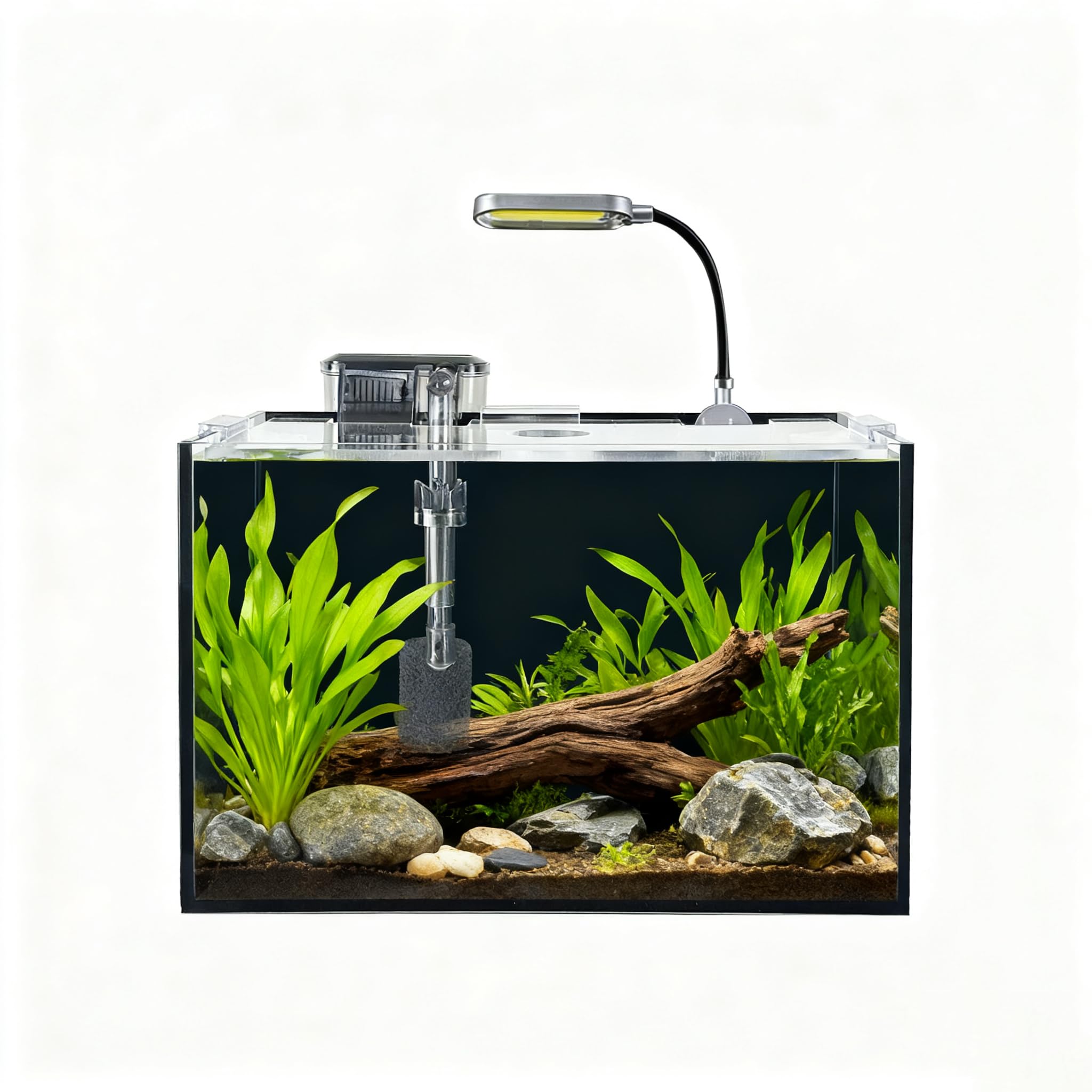 Kits de iniciación para peceras de 2.5 galones, con luz LED, bomba de filtro, cubierta, acuario pequeño Betta (30 x 18 x 20 cm)