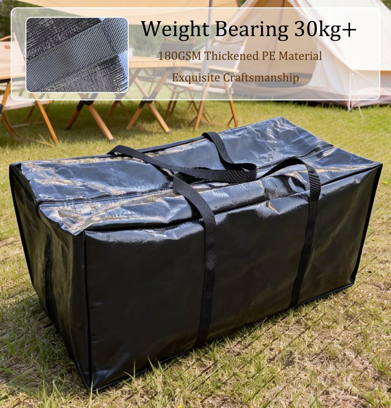 2 Pack Large Capacity Camping Storage Bags – 90L Waterproof Foldable Bags for Outdoor Camping, Hiking, Moving, Travel, Home Storage, Heavy Duty PE Material with Zipper